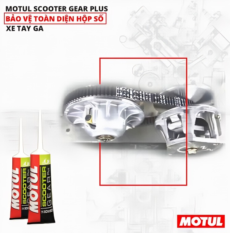 Nhớt láp MOTUL SCOOTER GEAR PLUS giúp bảo vệ hộp số, chống mài mòn và giảm ma sát hiệu quả